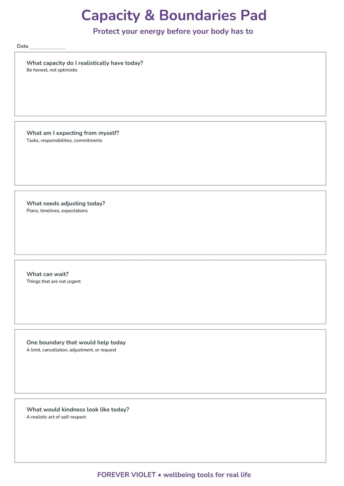 Capacity & Boundaries Pad
