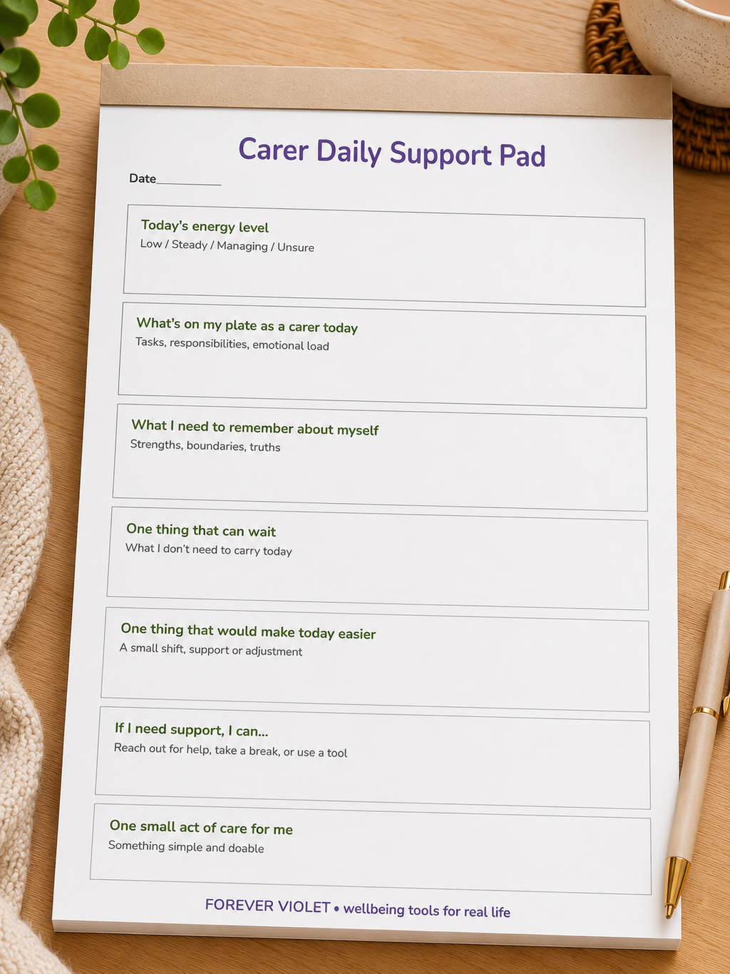 Carer Daily Support Pad