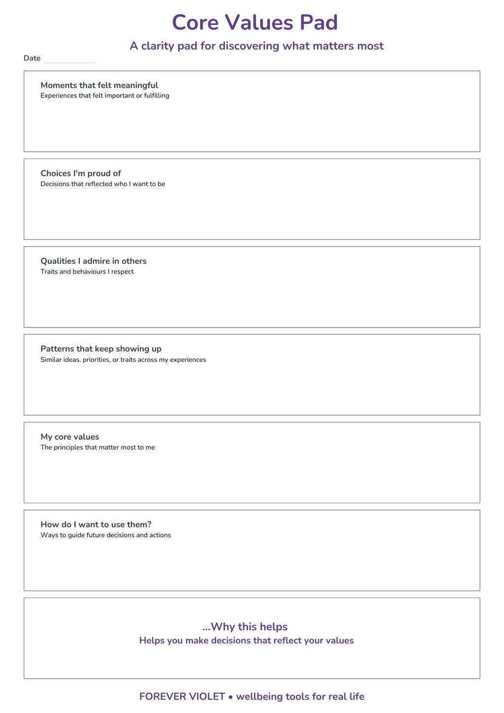 Core Values Pad