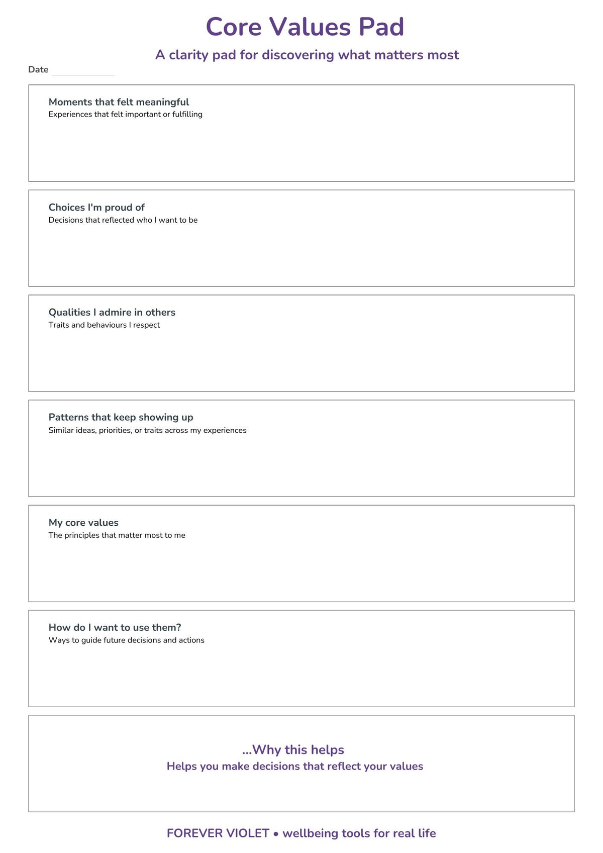 Core Values Pad