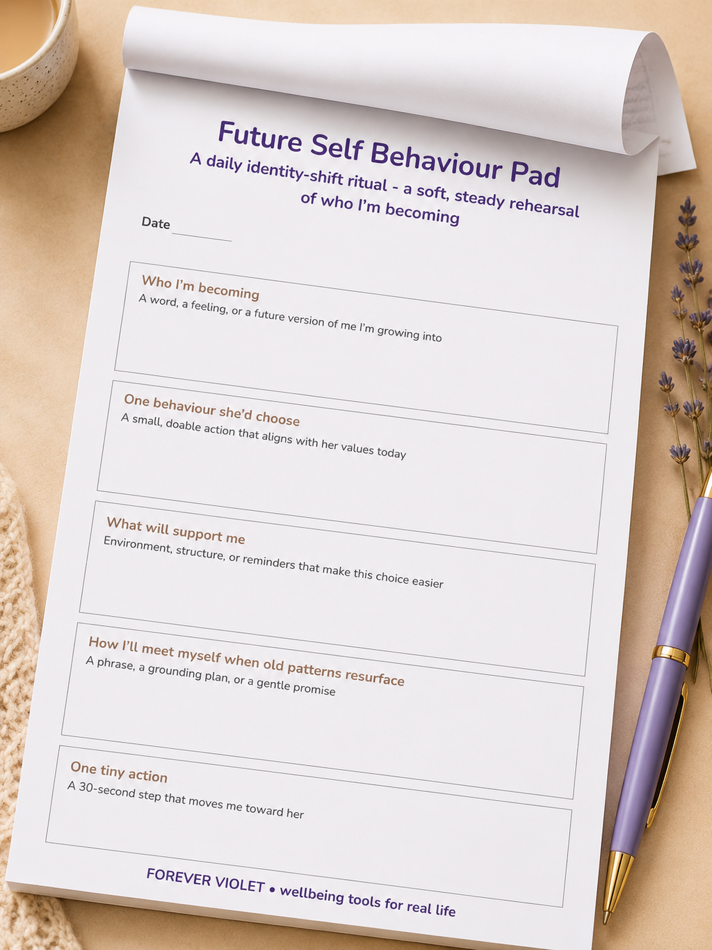 Future Self Behaviour Pad