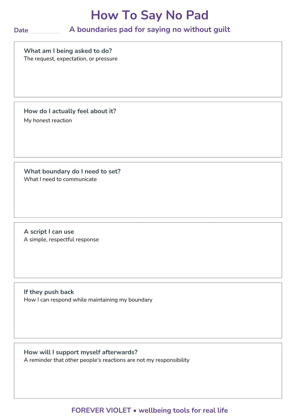 How To Say No Pad