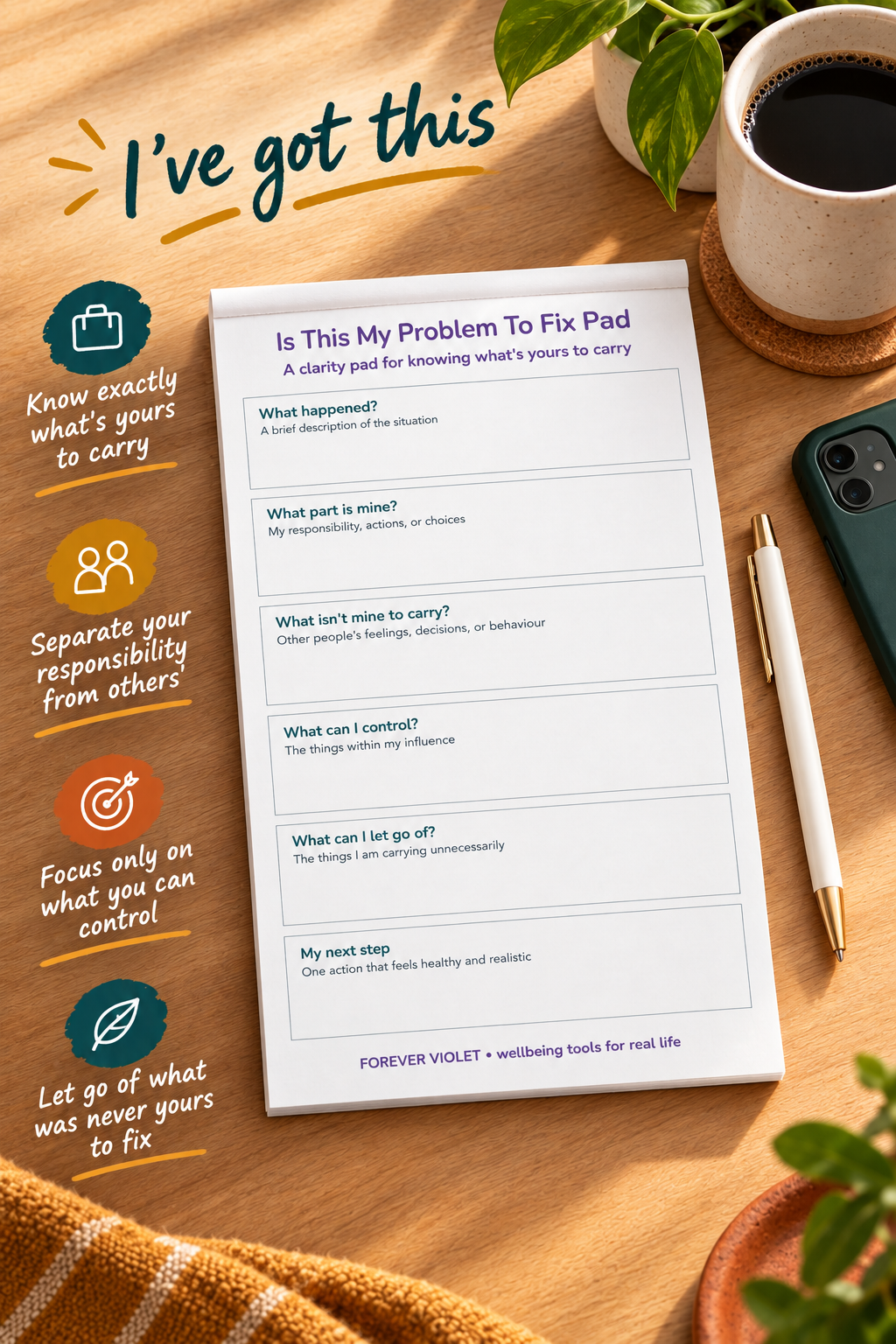 Is This My Problem To Fix Pad – open pad lifestyle mock-up with Adulting Collection styling
