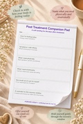 Post Treatment Companion Pad – open pad lifestyle mock-up with Life Transitions Collection styling