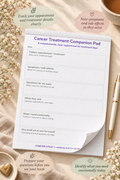 Cancer Treatment Companion Pad – open pad lifestyle mock-up with Life Transitions Collection styling
