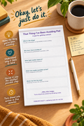 That Thing I've Been Avoiding Pad – open pad lifestyle mock-up with Adulting Collection styling