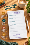 Core Values Pad – open pad lifestyle mock-up with Adulting Collection styling