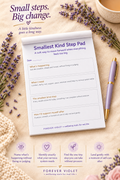 Smallest Kind Step Pad – open pad lifestyle mock-up with Future Self Collection styling