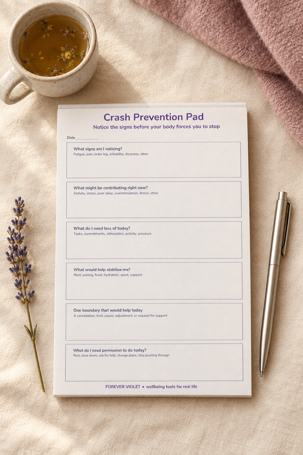 Crash Prevention Pad – Chronic & Hidden Illness Collection mock-up