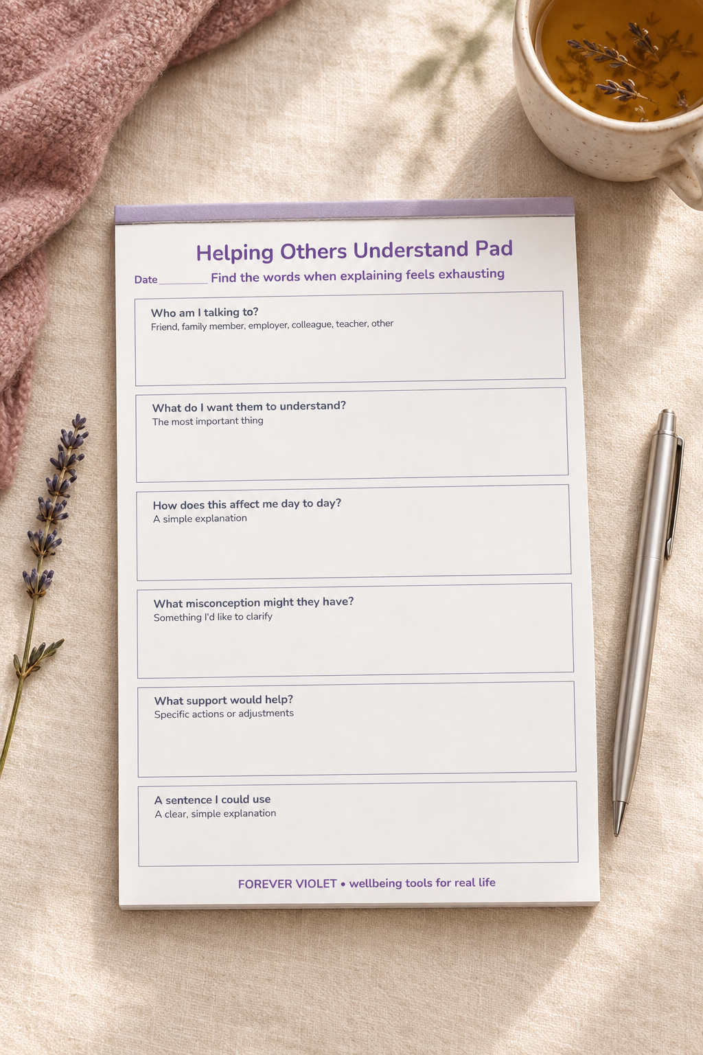 Helping Others Understand Pad – Chronic & Hidden Illness Collection mock-up