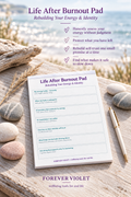 Life After Burnout Pad – open pad lifestyle mock-up with Rebuilding Collection coastal styling