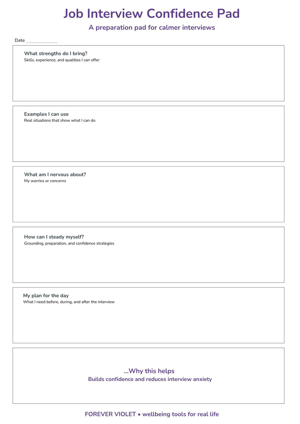 Job Interview Confidence Pad
