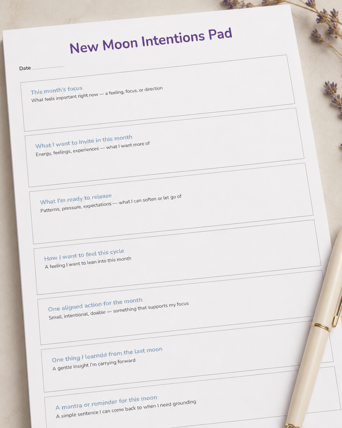 The New Moon Intentions Pad